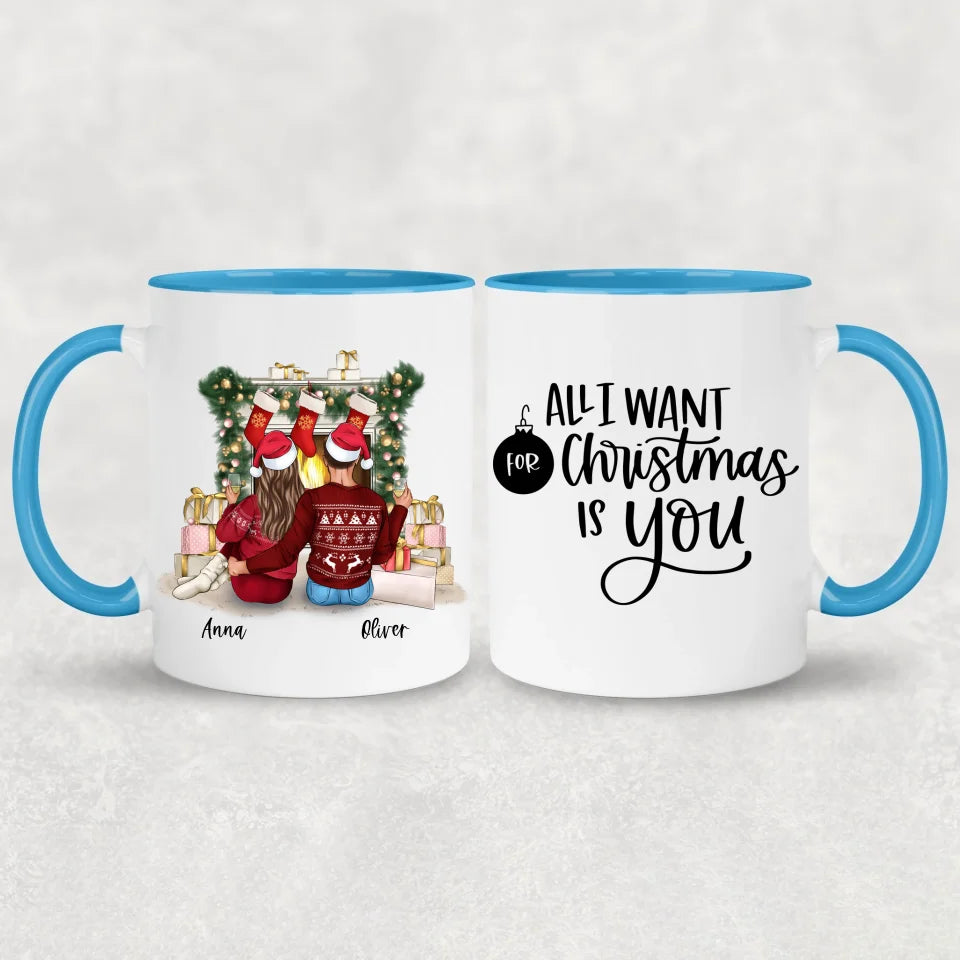 Couple devant la cheminée - Mug personnalisé