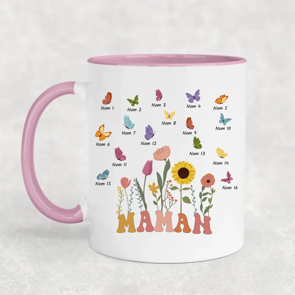 Prairie et papillons - mug personnalisé