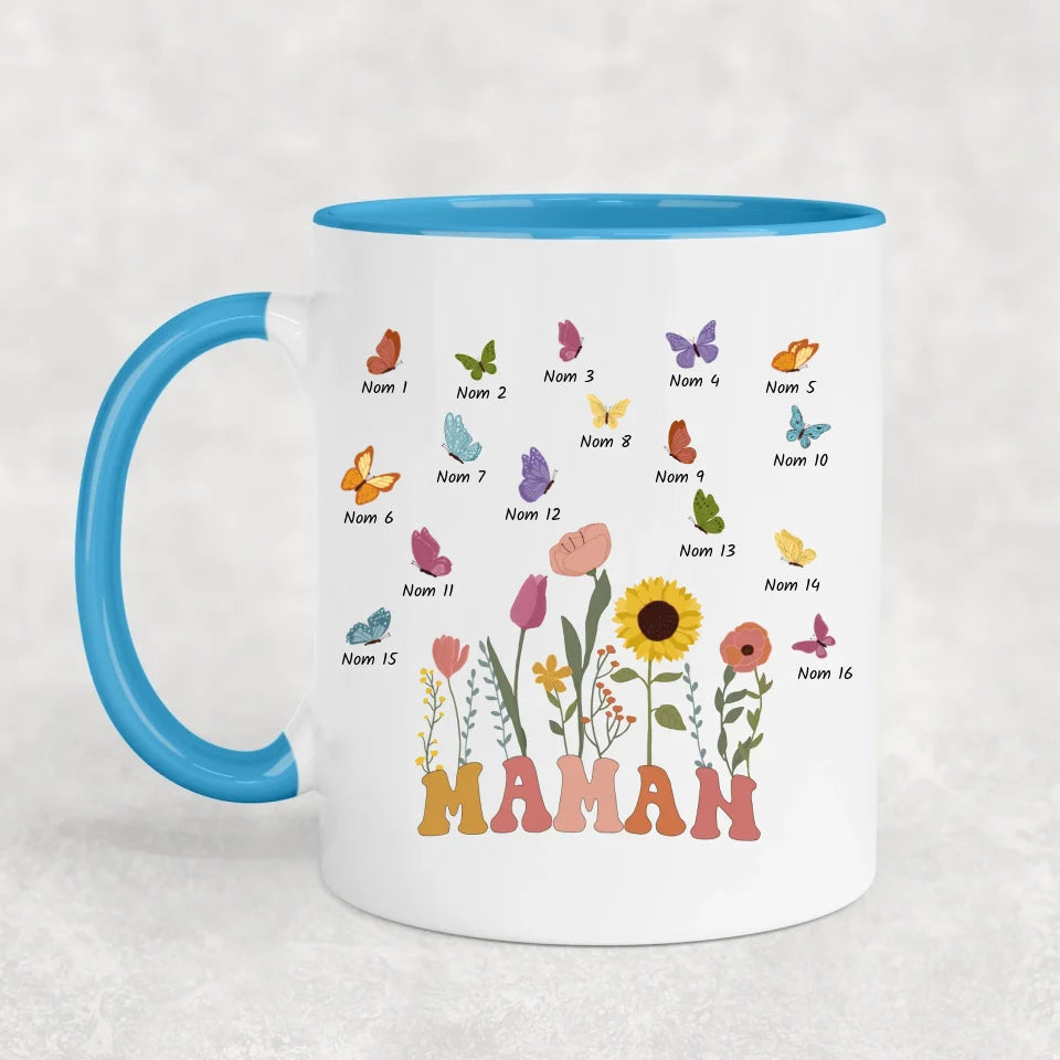 Prairie et papillons - mug personnalisé