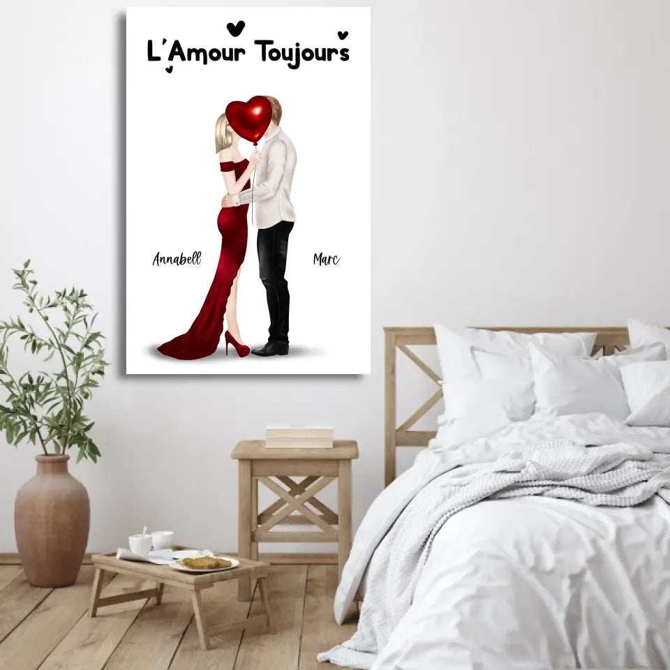 Couple qui s'embrasse - Toile personnalisée