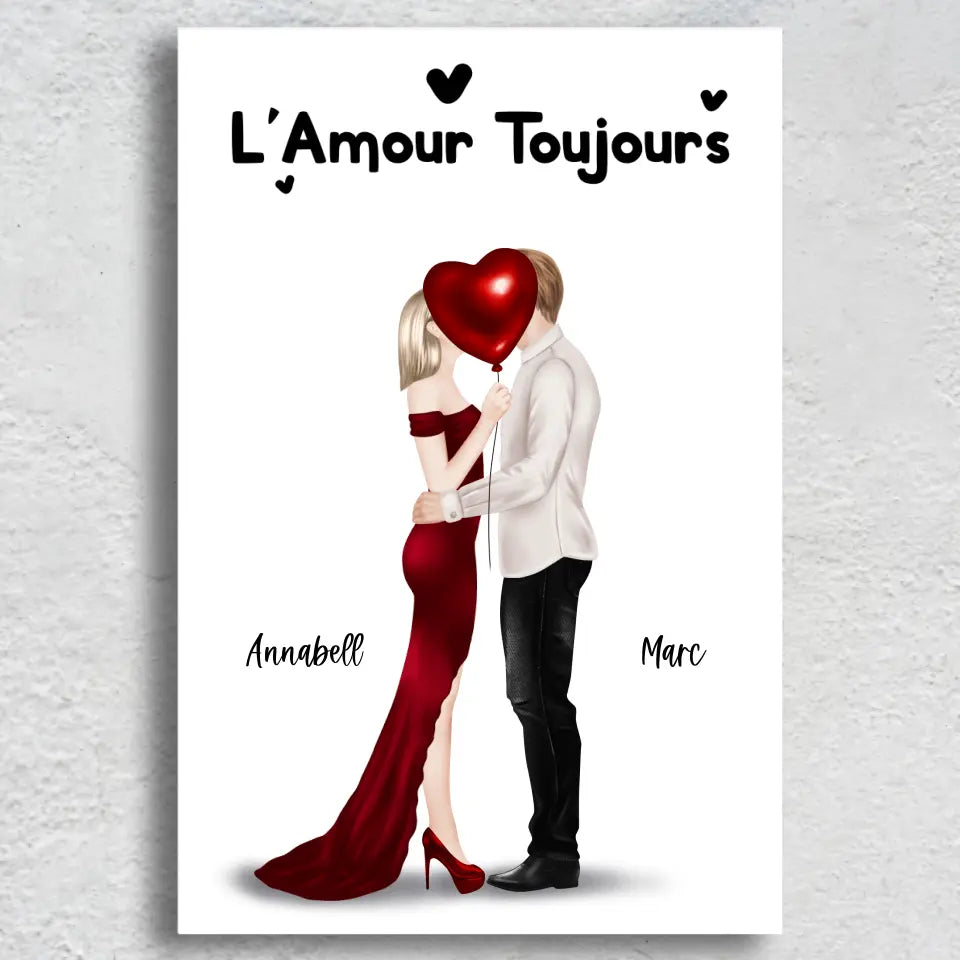 Couple qui s'embrasse - Toile personnalisée