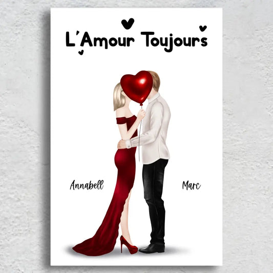 Couple qui s'embrasse - Toile personnalisée