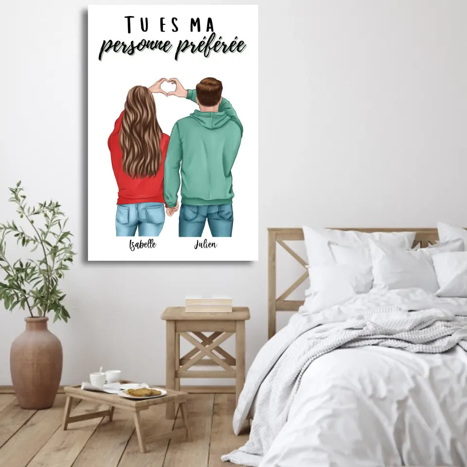 Couple (Cœur) - Toile Personnalisée
