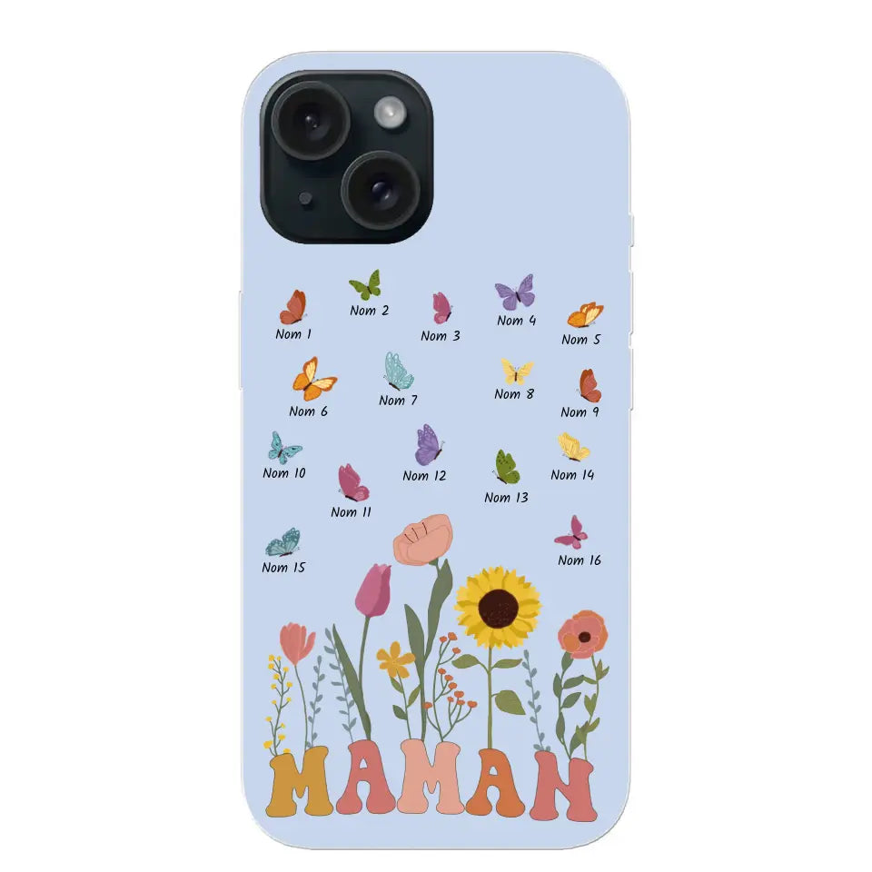 Prairie et papillons - Coque de téléphone personnalisée