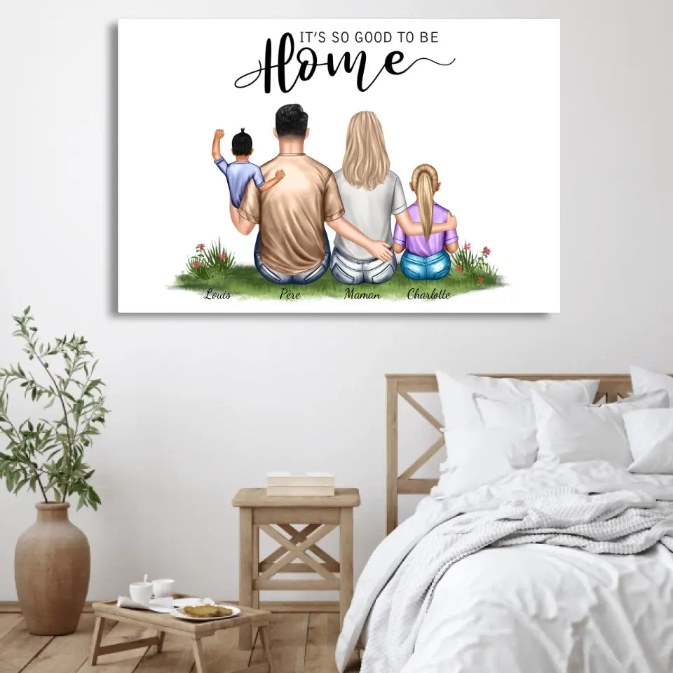 Famille avec deux enfants - Toile personnalisée