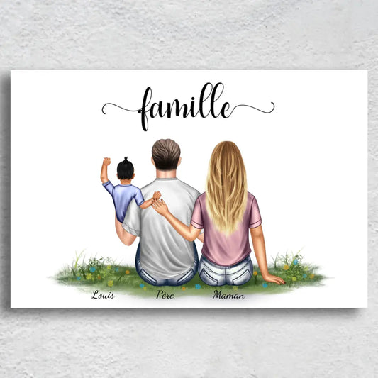 Famille avec un enfant - Toile personnalisée