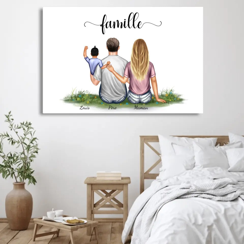 Famille avec un enfant - Toile personnalisée