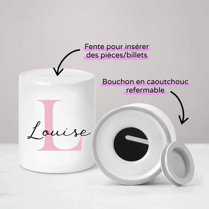 Initiale - Tirelire personnalisée