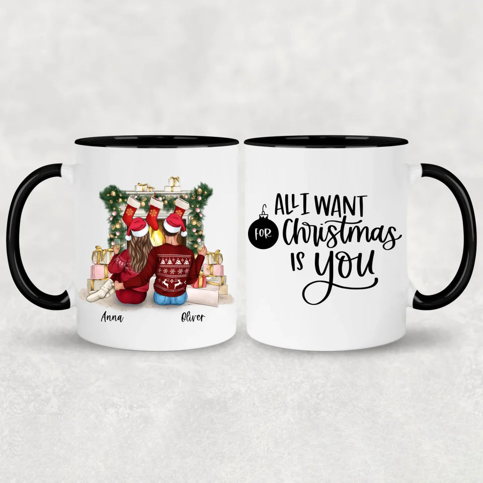 Couple devant la cheminée - Mug personnalisé