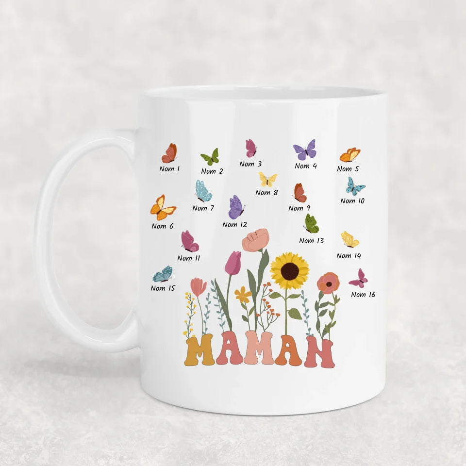 Prairie et papillons - mug personnalisé