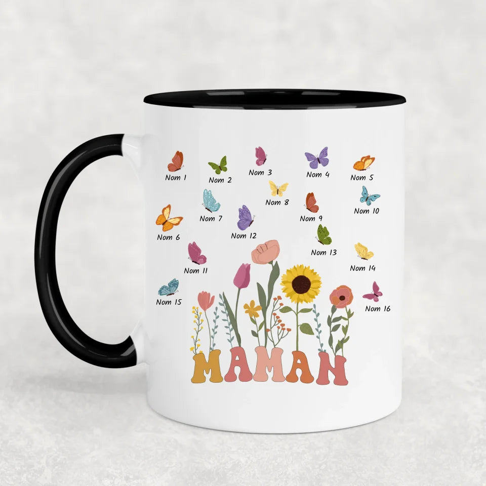 Prairie et papillons - mug personnalisé