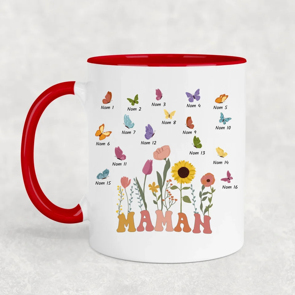Prairie et papillons - mug personnalisé