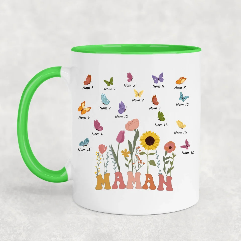 Prairie et papillons - mug personnalisé